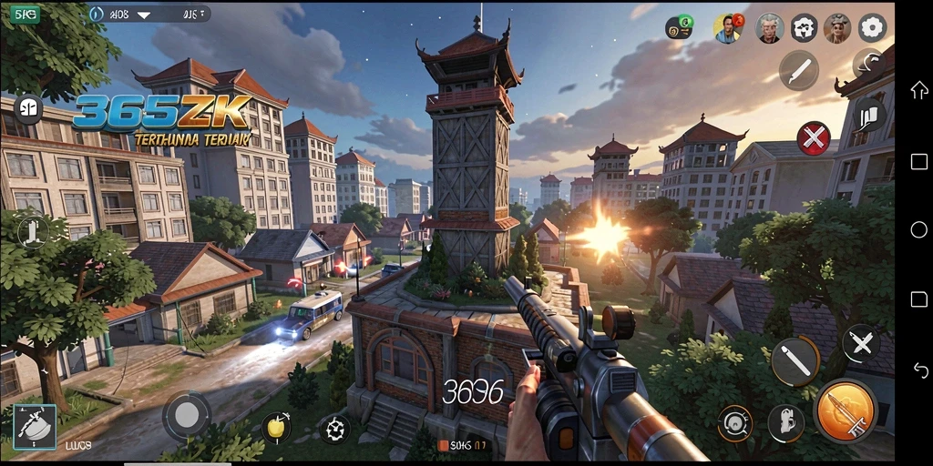 Tampilan gameplay menara pertahanan yang intens dan strategis di 365ZK.