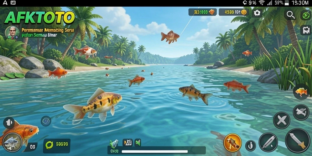 Screenshot gameplay AFKTOTO dengan aksi memancing seru.