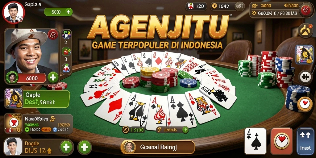 Screenshot AGENJITU menampilkan serunya permainan Gaple.