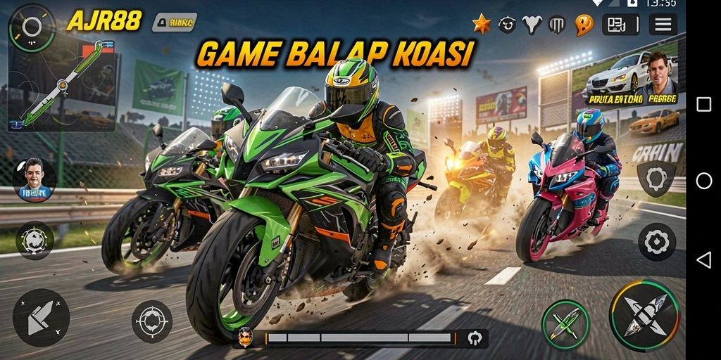 Tampilan gameplay AJR88 yang menegangkan di trek balap.