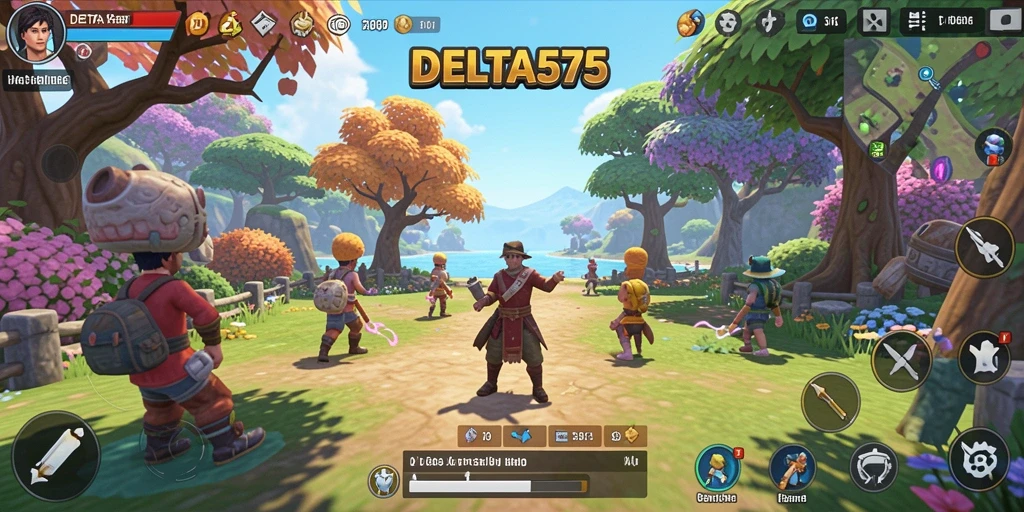 Tampilan gameplay DELTA575 yang ceria dan menghibur.