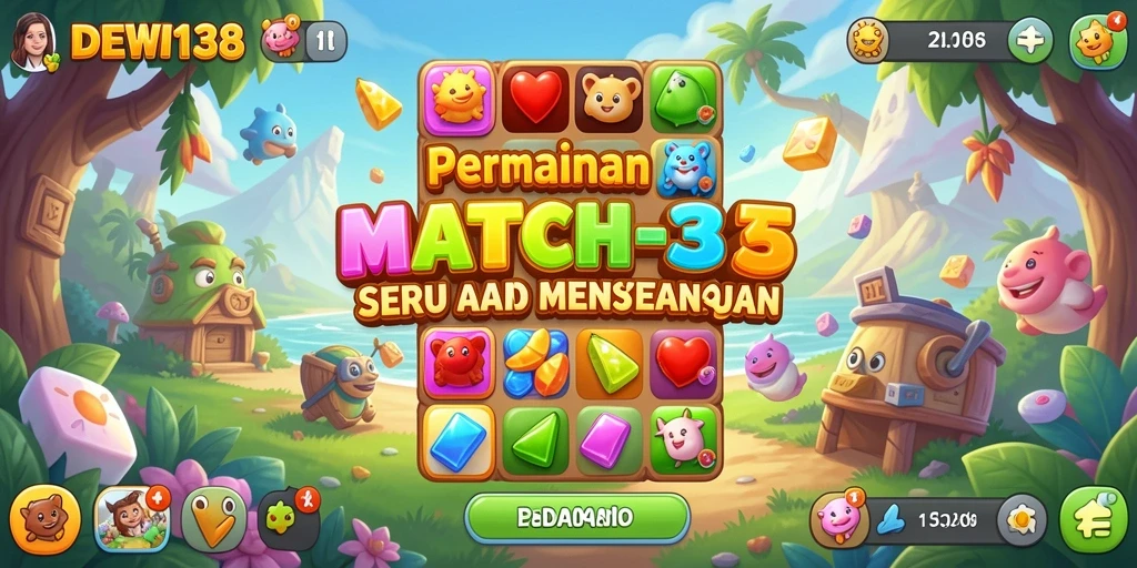 Tangkapan layar menunjukkan gameplay seru DEWI138 di level Match-3.