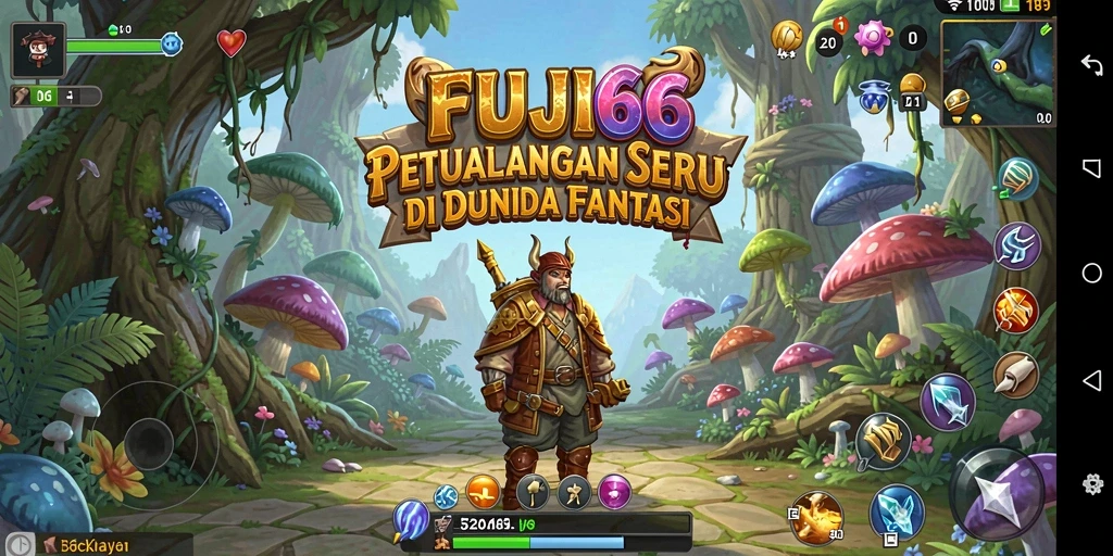 Tampilan gameplay seru dalam FUJI66 dengan dunia fantasi.