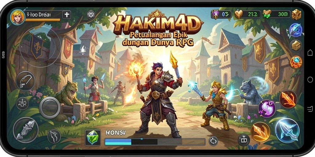 Screenshot HAKIM4D menampilkan karakter beraksi dalam pertempuran RPG yang seru.