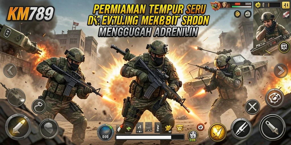 Tampilan gameplay seru dari KM789 dalam pertempuran TPS.