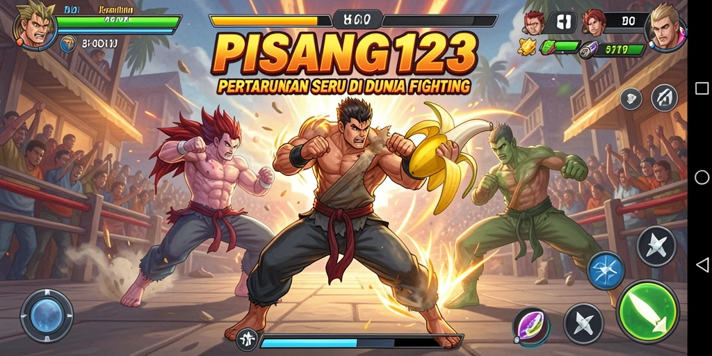 Screenshot menunjukkan pertarungan intens PISANG123 dengan karakter yang beraksi.
