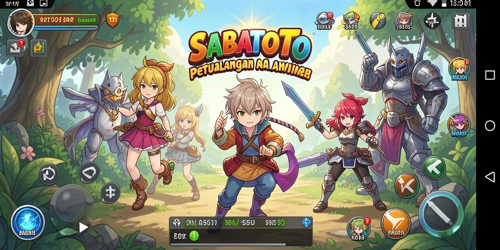 Tampilan gameplay SABATOTO yang penuh aksi dan karakter anime.