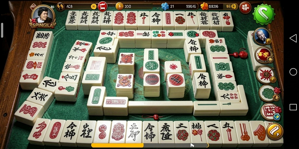 Tampilan gameplay SPINGILA dengan mahjong yang seru dan menantang.