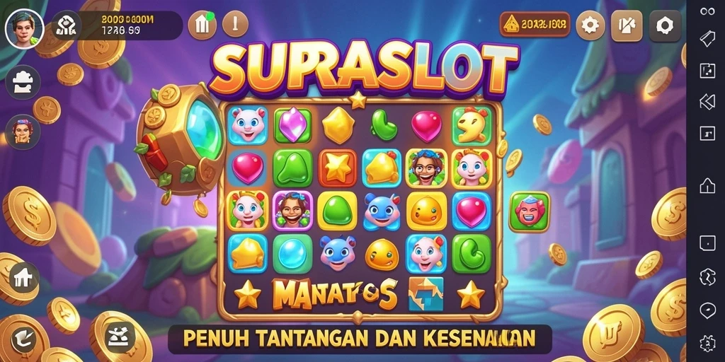 Tampilan gameplay seru di SUPRASLOT, cocok untuk penggemar Match-3.