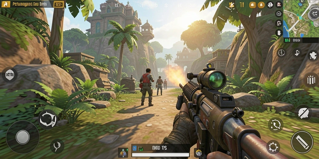 Screenshot gameplay T6 yang menunjukkan aksi mendebarkan dan strategi yang kompleks.