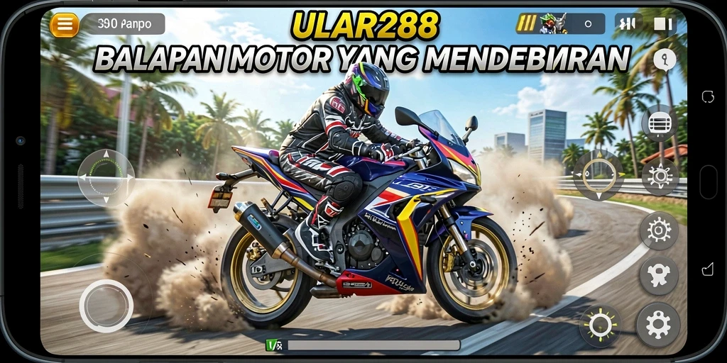 Tangkapan layar utama ULAR288 menampilkan aksi balapan motor yang intens dan mendebarkan.