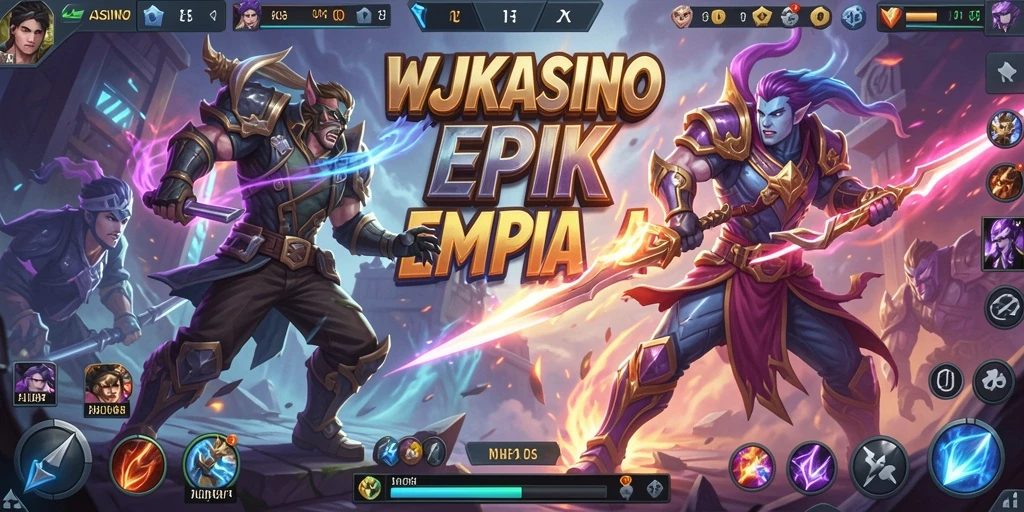Tangkapan layar permainan <strong>WJKASINO</strong> menampilkan aksi seru di arena MOBA.