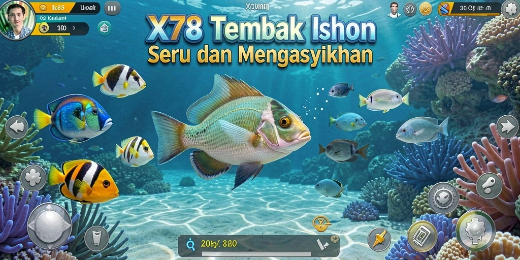 Tampilan seru dari gameplay Tembak Ikan X78 dengan berbagai ikan terlihat jelas.